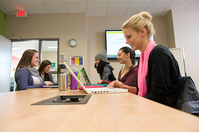 picture of centennial college public relations students working together in a group